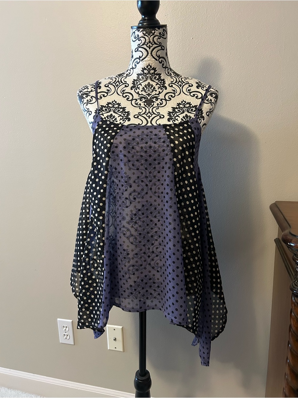 Polka Dot Swing Camisole Top - Purple & Black